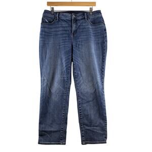 Chico's So Slimming Girlfriend Slim Leg Crop Jeans Women's 12 Fading Whiskering